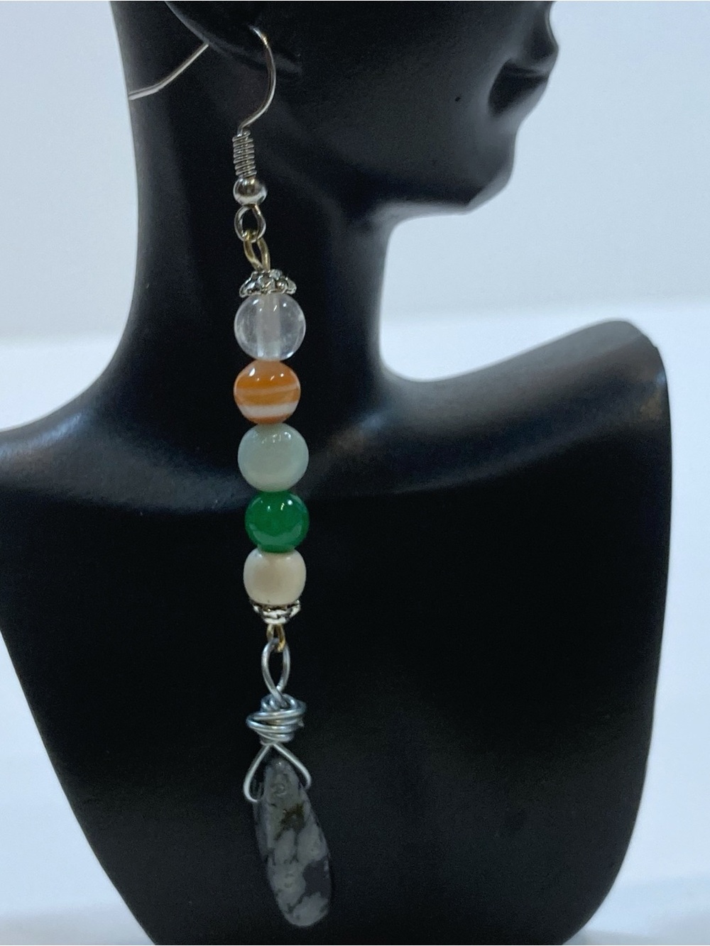 Boho hippie Handmade Multicolor gemstone Beaded Drop Earrings